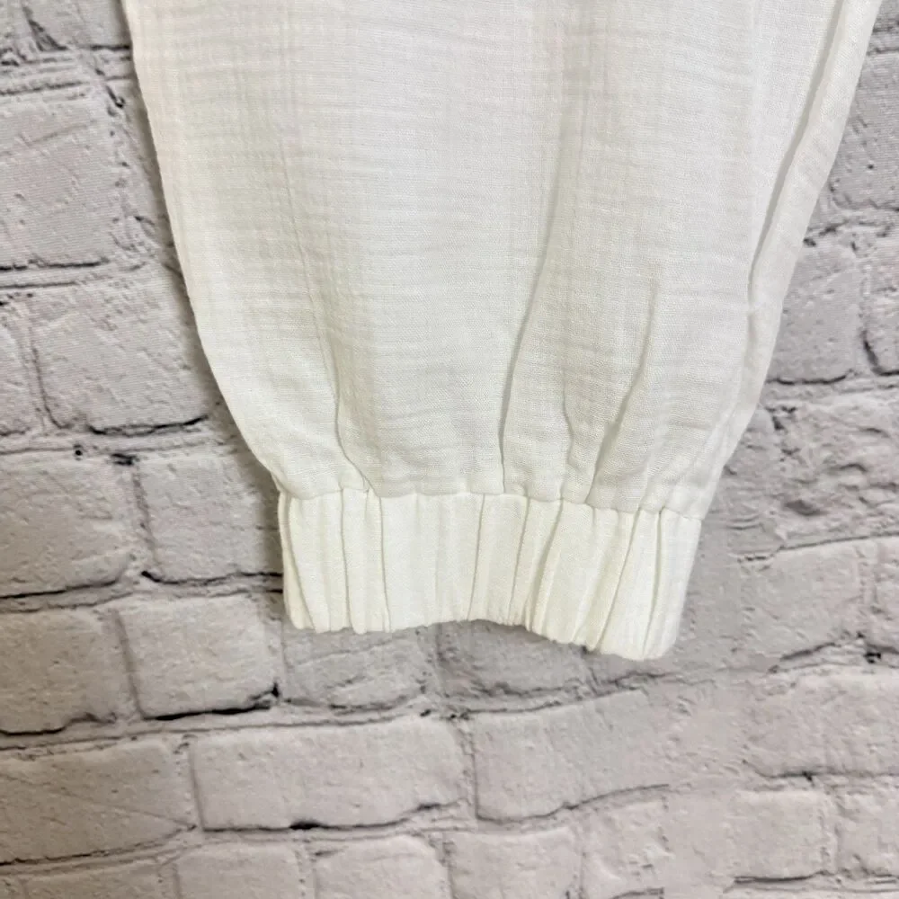 Hanro Women L White Relaxed Fit Jogger Pants Loungewear Sleepwear L Cotton Gauze